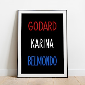 French New Wave Cinema Poster Print - Godard, Karina, Belmondo Film Titles, Nouvelle Vague