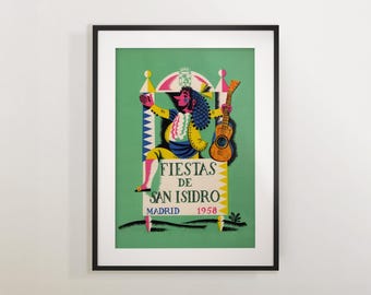 Spanish Fiesta Wall Art - Retro Madrid Poster for Chic Home Decor