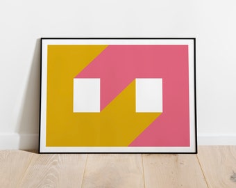 Modern Pink Mustard Red Geometric Print - Abstract Minimalist Wall Art Decor