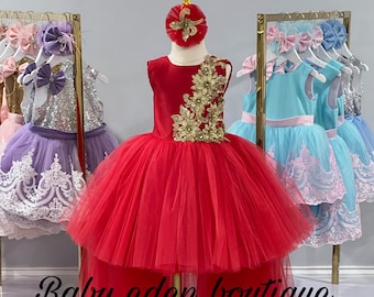 Red party dress  /princess dress/pageant dress/ party dress/ wedding dress/flower girl dress/free shipping
