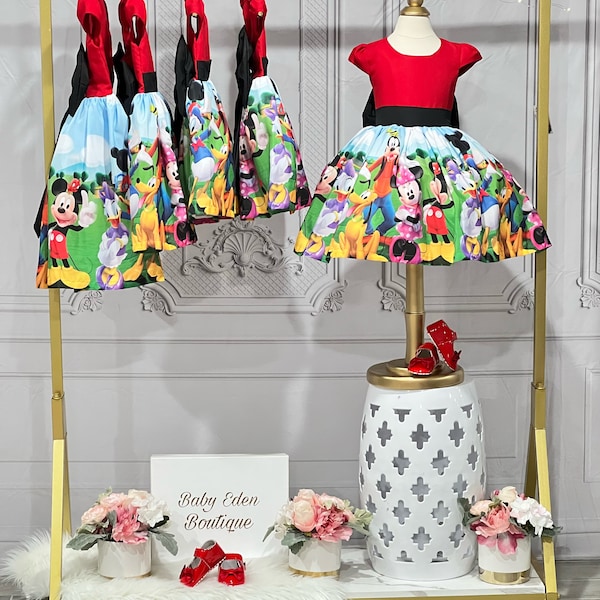 Free shipping to USA/Mickey club house /birthday party minie dress/red minie/birthday theme birthday/special dress/mouse dress /