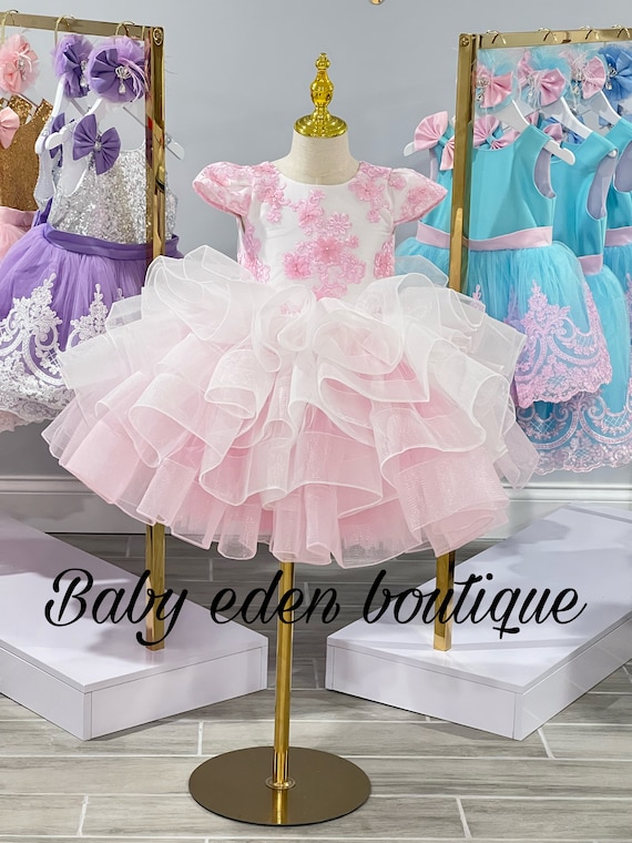 pink and white princess dress A-line Princess White Wedding Dresses Blush Lace Off the Shoulder US16W / Same as Picture