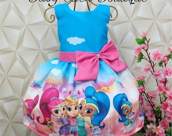 Shimmer and shine dress free shipping to usa//birthday special dress/birthday party dress/shimmer and shine birthday/The twins genie