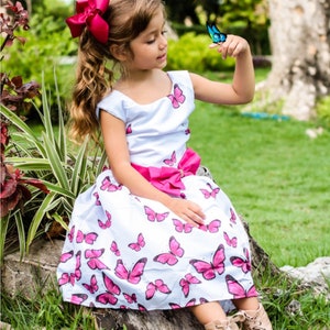 butterfly dress/free shipping to USA /butterflies birthday dress/girl dress/spring dress/ special dress /party dress/ girly dress