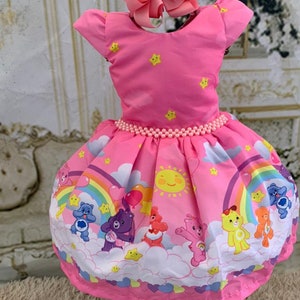 free shipping/ care bear dress dress/birthday dress/ care bear birthday theme / care bear special dress