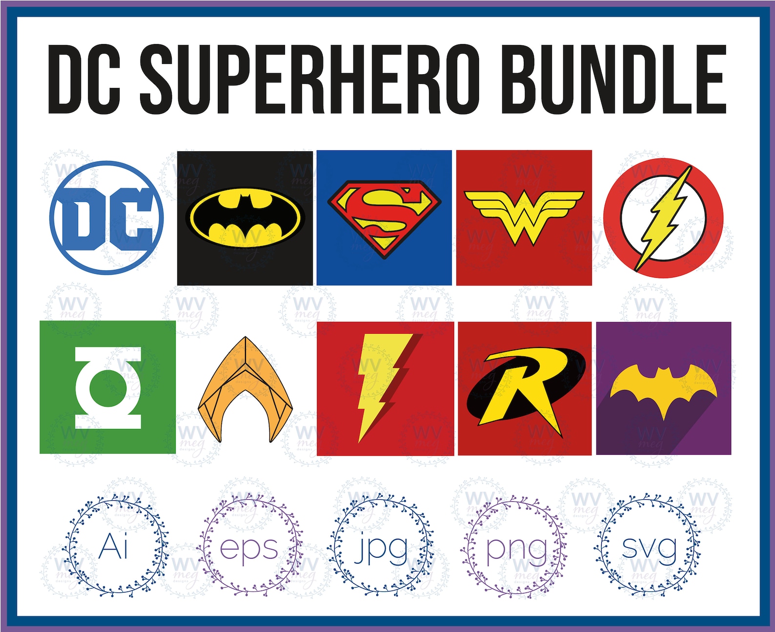 DC Comic Superhero Logo Bundle Etsy