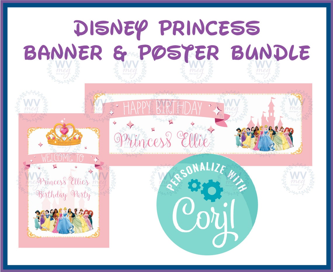 Disney Princess Birthday Banner Printable | Etsy