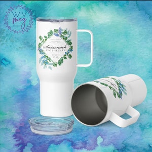 Outlander Inspired Sassenach Apothecary 25 Oz. Travel Mug with Handle