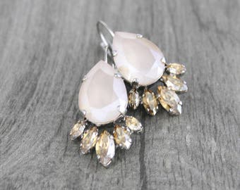 Ivory cream Bridal earrings, Bridal jewelry, Crystal Wedding earrings, Bridesmaid earrings, Teardrop Crystal earrings, Wedding jewelry