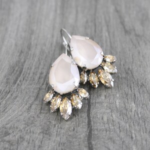 Ivory cream Bridal earrings, Bridal jewelry, Crystal Wedding earrings, Bridesmaid earrings, Teardrop Crystal earrings, Wedding jewelry