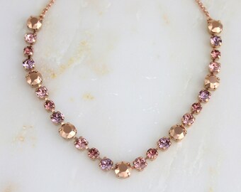 Rose gold Bridal necklace Bridal jewelry Swarovski crystal | Etsy