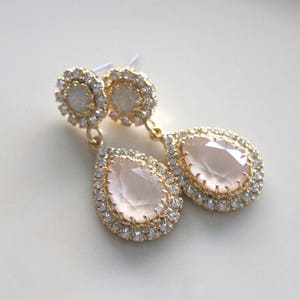 Ivory cream Bridal earrings, Bridal jewelry, Crystal Wedding earrings, Teardrop earrings, Gold earrings for bride, Wedding jewelry image 5