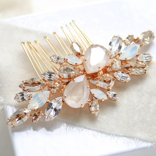 Gold Opal Crystal Hair Comb Bridal Comb Bridal Headpiece | Etsy