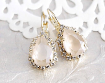 Ivory cream earrings, Crystal Bridal earrings, Bridal jewelry, Ivory earrings, Swarovski earrings, Teardrop earrings, Wedding earrings