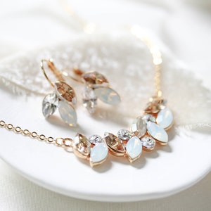Bridal necklace and earrings, Dainty Bridal jewelry set, Bridesmaid necklace set, Simple Wedding jewelry, Gold necklace, Gold earrings