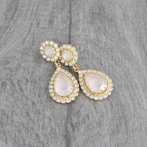 Ivory cream Bridal earrings, Bridal jewelry, Crystal Wedding earrings, Teardrop earrings, Gold earrings for bride, Wedding jewelry image 6