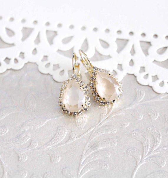 Ivory cream earrings Crystal Bridal earrings Bridal jewelry Etsy