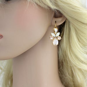 Gold Wedding earrings, Bridal jewelry, Crystal Bridal earrings, Gold crystal Dangle earrings, White Opal earrings, Bridesmaid earrings image 4