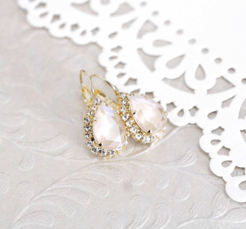 Ivory cream Bridal earrings, Bridal jewelry, Crystal Teardrop Wedding earrings, Bridesmaid earrings, Wedding jewelry, Special occasion image 4