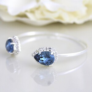 Navy blue Bridal bracelet, Crystal Bridal bracelet, Bridal jewelry, Bangle bracelet, Bridesmaid bracelet, Wedding jewelry, Teardrop bracelet image 3