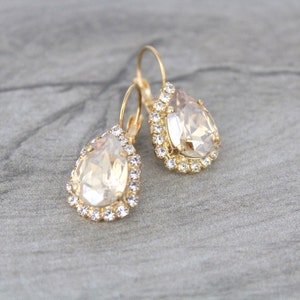 Gold Crystal Bridal earrings, Bridal jewelry, Teardrop earrings, Golden shadow earrings, Bridesmaid earrings, Gold Wedding earrings image 6