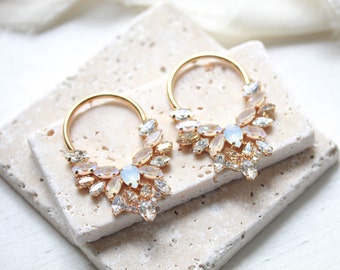 Gold Statement earrings, Hoop Bridal earrings, Bridal jewelry, Gold hoop earrings for Bride, Statement hoops, Wedding jewelry for Bride