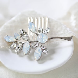 Bridal hair piece, Wedding hair comb, Wedding hair accessory, Leaf hair comb, Crystal Wedding headpiece, Silver hair piece, Hair pins