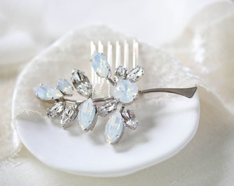 Bridal hair piece, Wedding hair comb, Wedding hair accessory, Leaf hair comb, Crystal Wedding headpiece, Silver hair piece, Hair pins