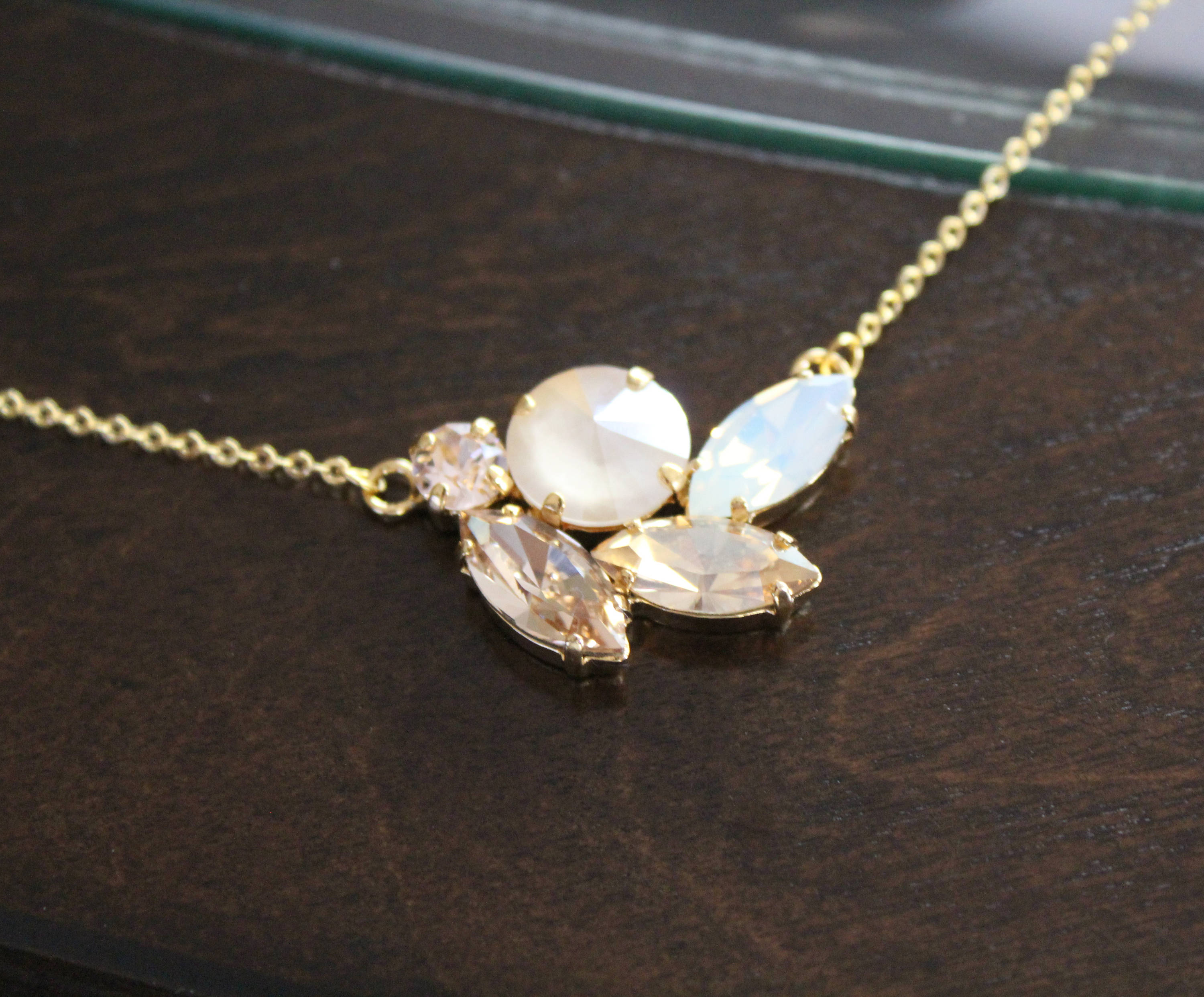 Crystal Bridal Necklace Bridal Jewelry White Opal Wedding | Etsy