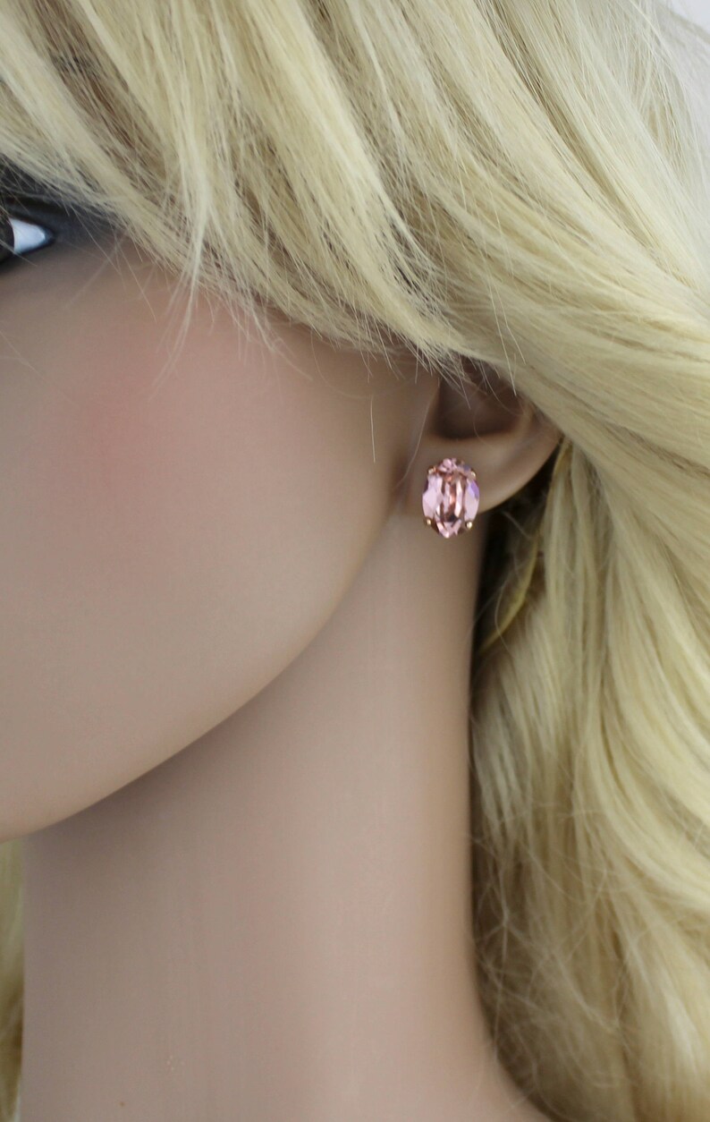 Rose gold Bridal Earrings Dainty stud earrings Wedding | Etsy