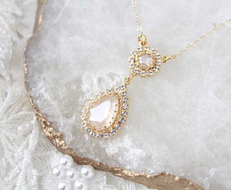 Crystal Bridal necklace Gold Wedding necklace Bridal Etsy