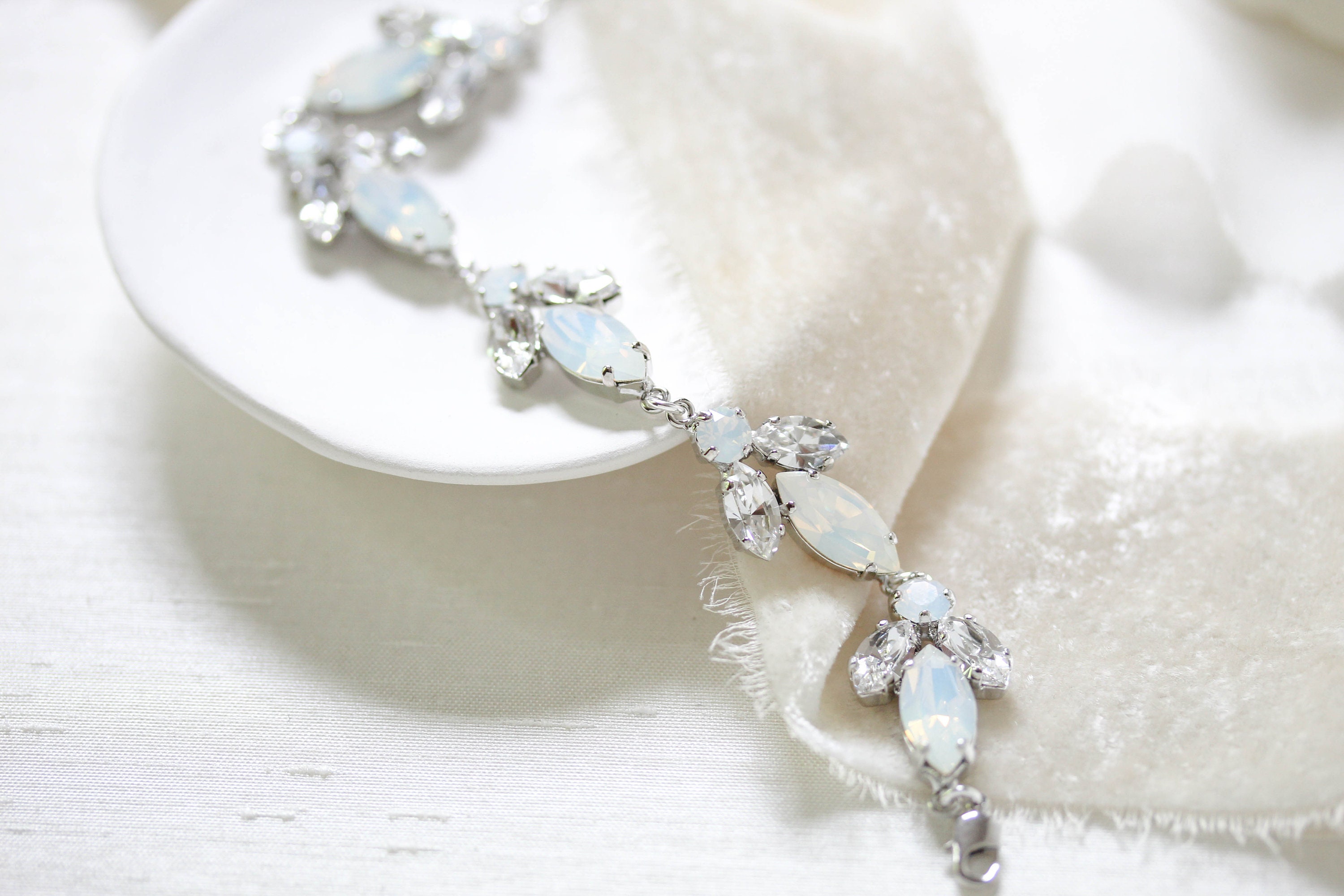 Bridal Cross Crystal Bracelet- Silver Crystal Clear - Rhodium – Ronza George Jewellery