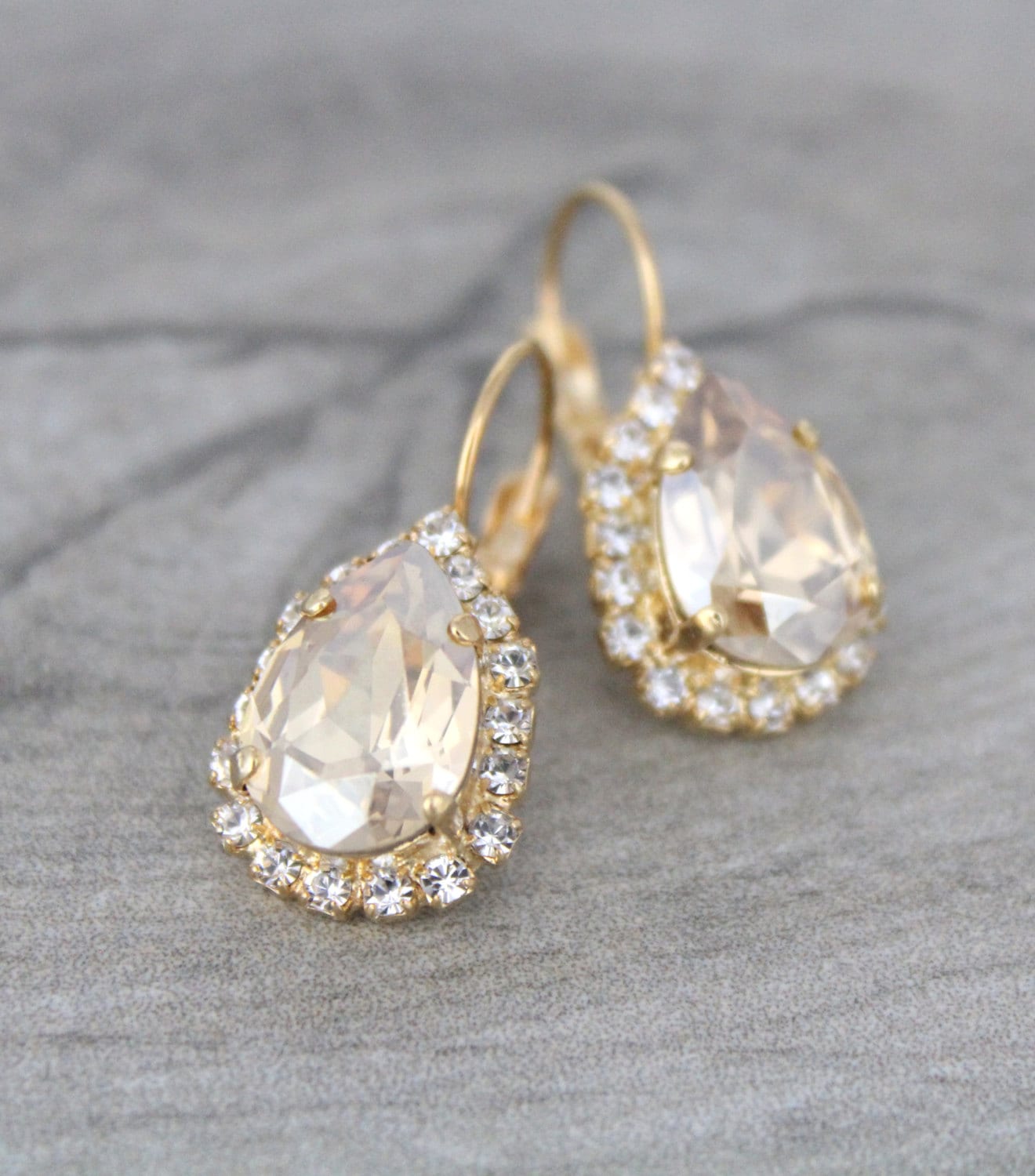 Gold Crystal Bridal Earrings Bridal Jewelry Teardrop - Etsy