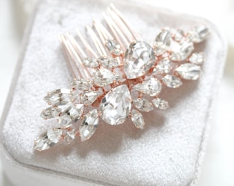 Rose Gold Bridal hair comb, Crystal Bridal hair piece, Wedding hair accessory, Gold hair comb, Crystal headpiece, Wedding hair piece