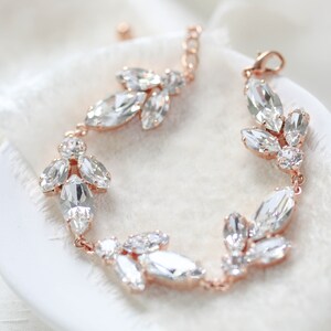 Rose gold Bridal bracelet, Rose gold Tennis Bracelet, Bridal jewelry, Crystal Wedding bracelet, Bridesmaid bracelet, Wedding jewelry
