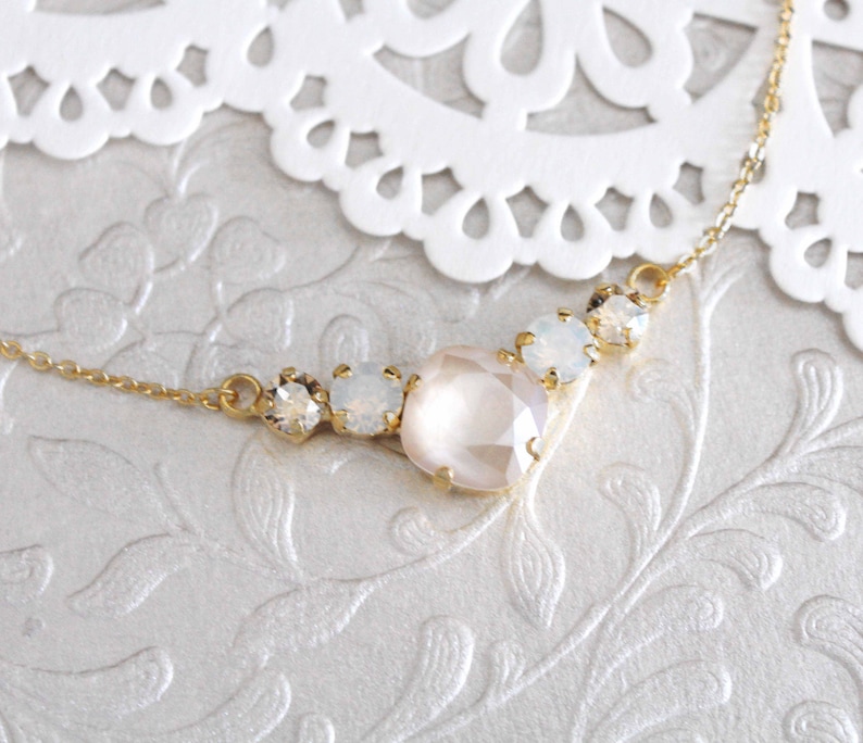 Gold Bridal necklace Bridal jewelry Opal Wedding necklace image 1