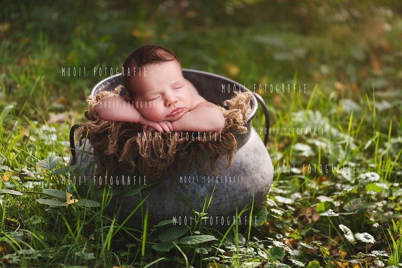 Digital Prop for Newborn Digital background Newborn Photography layers PSD hanging bucket Bed moss wreath woodland image 1
