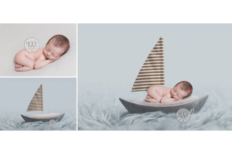 Digital Prop for Newborn Digital background Newborn Photography boat Bed raft sea shell image 2