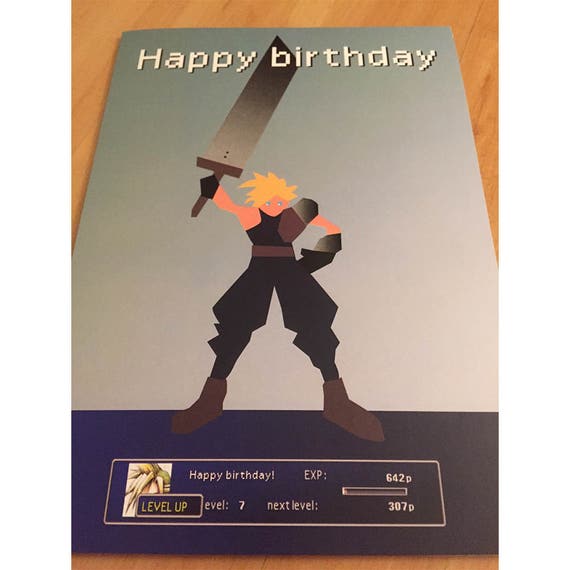 ARTNIA バースデーカード クラウド Nerdy Final Fantasy 7 Playstation/gaming Birthday and Occasion