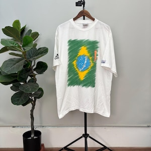 Camisa de futebol vintage do Brasil dos anos 90/Copa do mundo de 1998, França, camiseta branca de futebol, tamanho XL