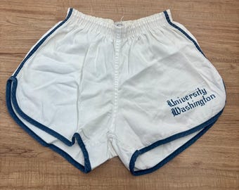 Vintage 80’s Champion Collegiate Shorts / Gym Pants Washington White Color W28-30