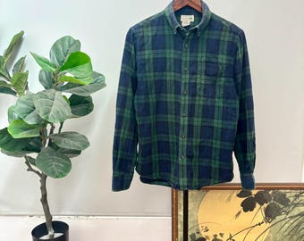 Camisa vintage LL Bean a cuadros con botones / Verde clásico Talla M