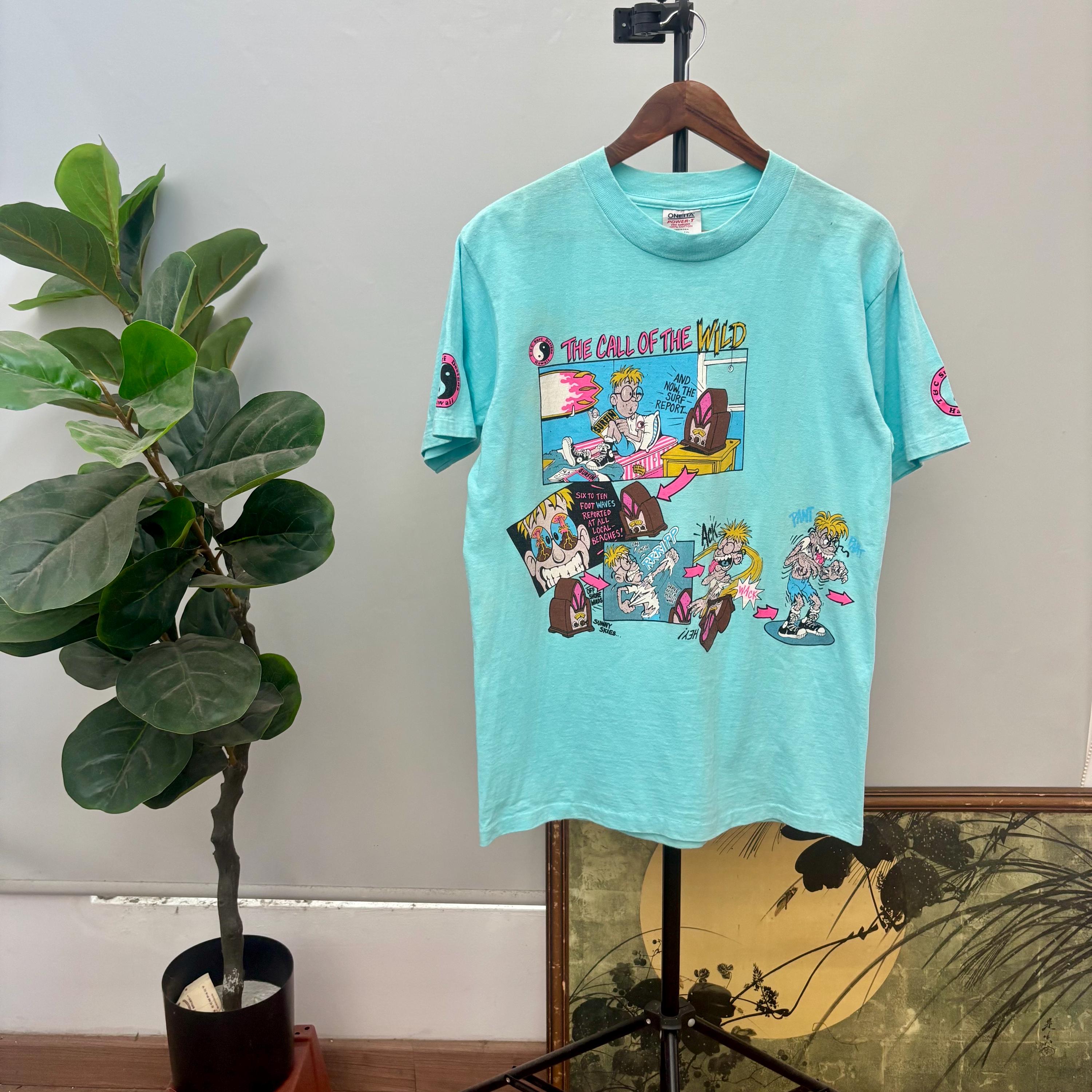 Vintage 80's T&C Surf Shirt Call of the Wild Comic Strips / Town
