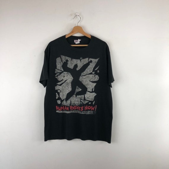 Vintage 80's Human Rights Now Concert Shirt Distre