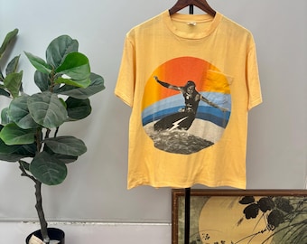 Vintage 80’s Lightning Bolt Surfing Pocket T Shirt / Surf & Skate Beach Hawaii