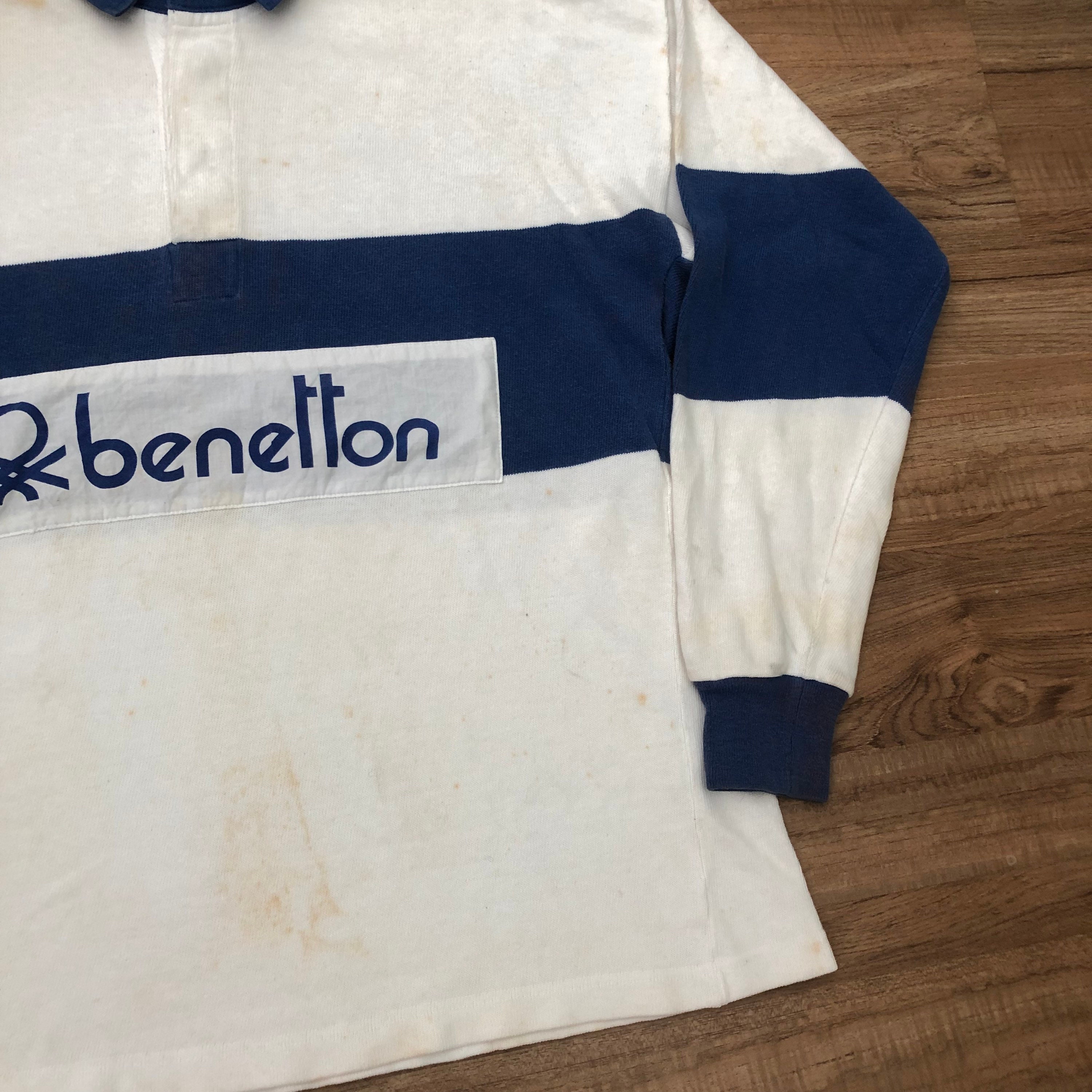 worldfamous90store Vintage 80's Benetton Rugby Long Sleeve Shirt Colorblock / United Color of Benetton