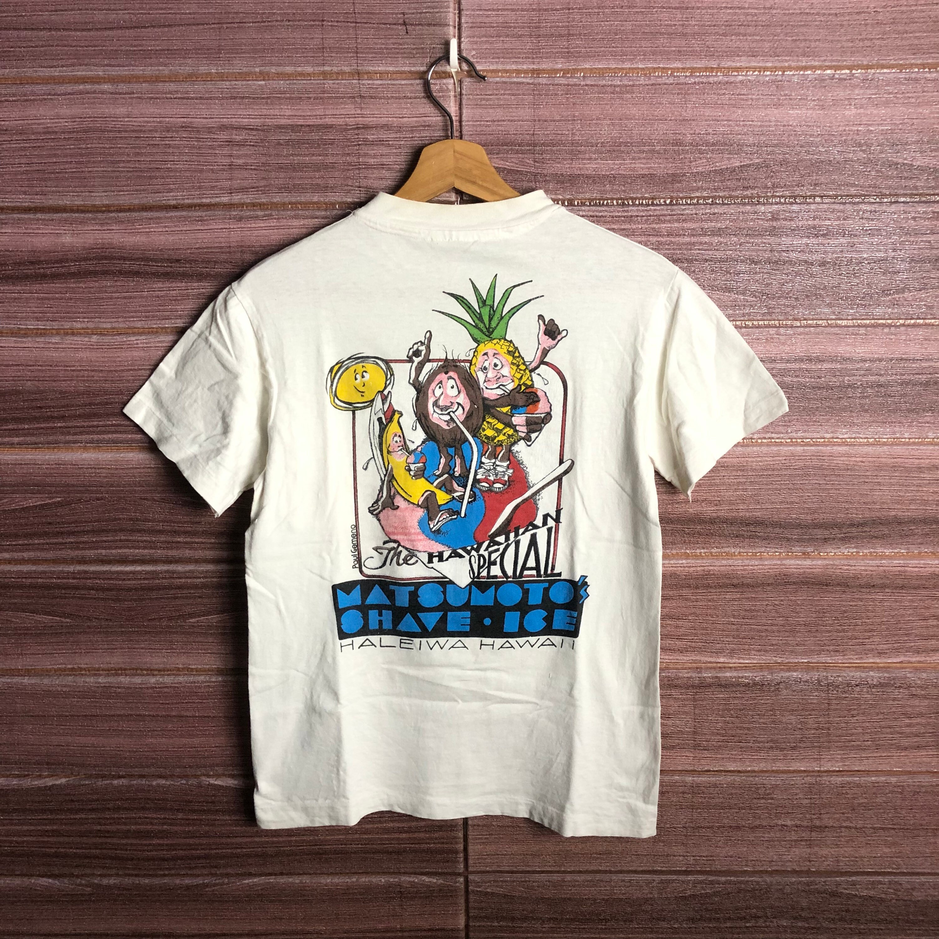 Vintage 80's Matsumoto's Shave Ice Hawaii Surfing Pocket T Shirt