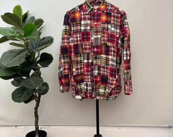 Japanese Brand Violet Buffalo Wallows Patchworks Button Up Shirt / Vintage Plaid American Wears Size S Red