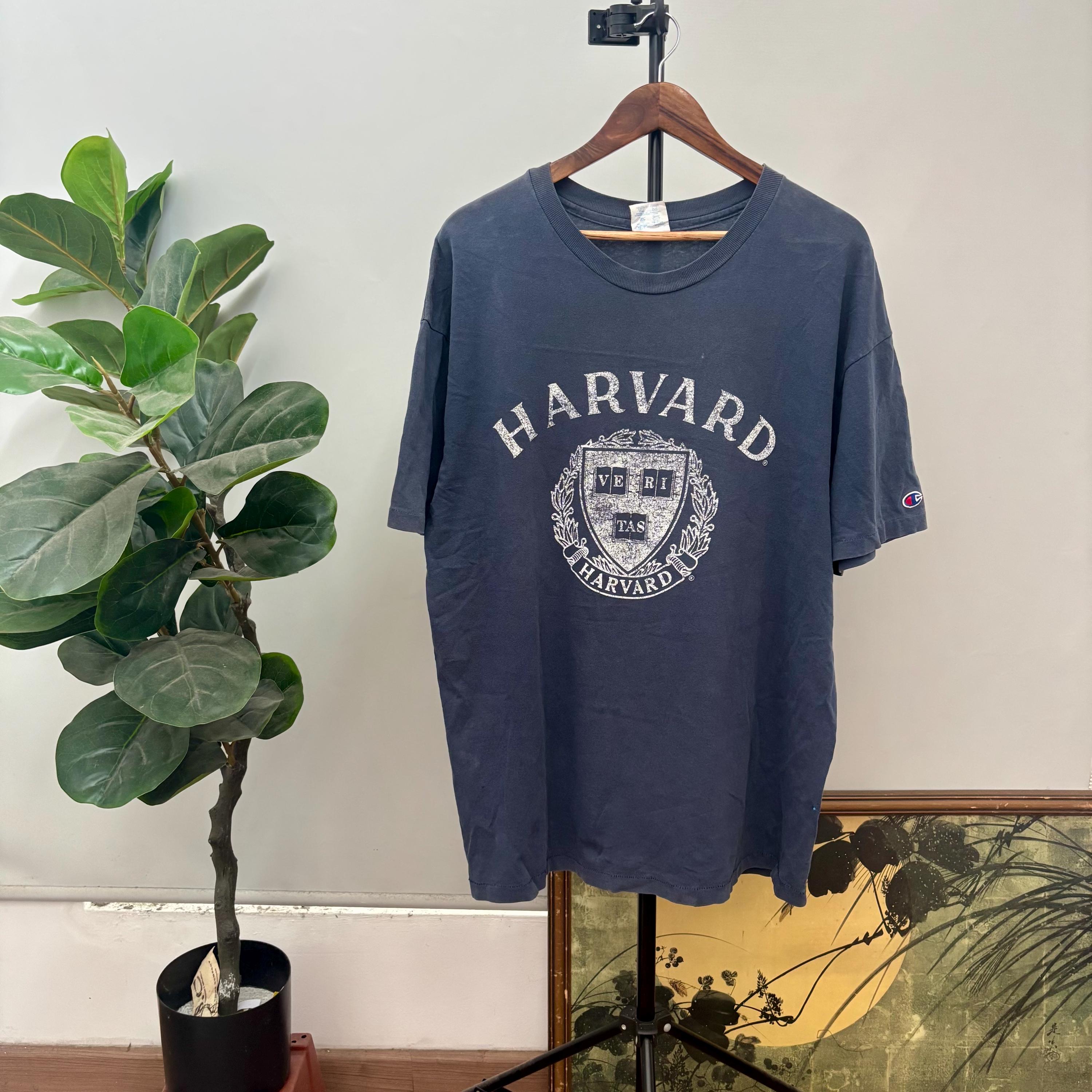 Vintage 90's Champion Harvard Shirt / Collegiate Tee Sun Faded