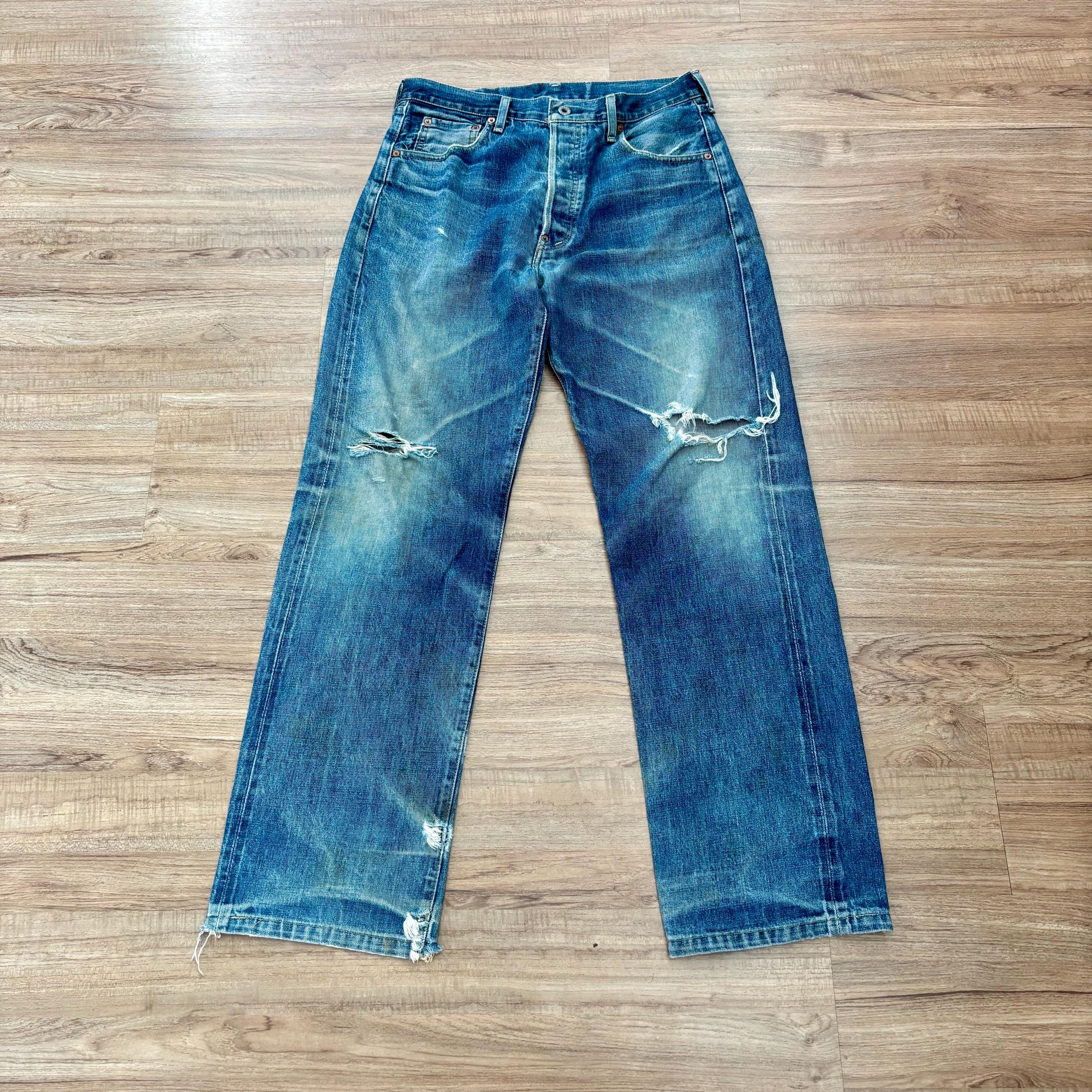 Vintage Levi's 702 Cinch Back Jeans Big E Selvedge / Distressed